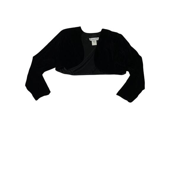 Roberta Vintage 90s One Shoulder Black Velvet Maxi Dress w Bolero Jacket -Size L - Picture 4 of 7